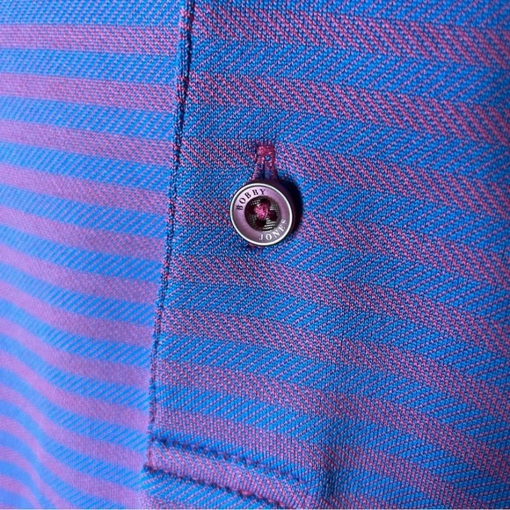 Bobby Jones X-H2O Golf Polo Short Sleeve Pink‎ Blue Striped Size Medium - Picture 5 of 7